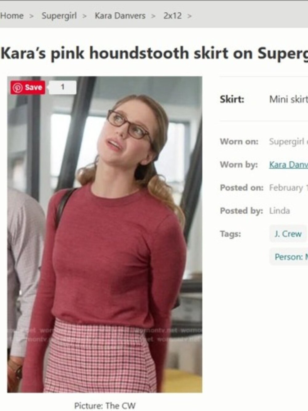 J.Crew ASO Supergirl Kara Danvers Pink Houndstooth Wool Mini Skirt 2 NWOT F4331